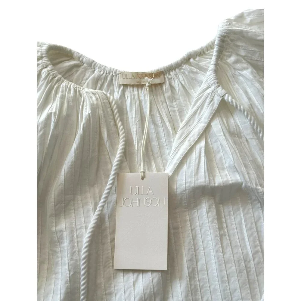 Ulla Johnson White‎ Cotton Laurenza Blouse, puff sleeves, Size 0, New with Tag